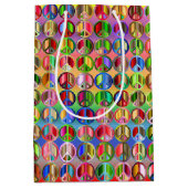 ヒッピーカラフル平和 ミディアムペーパーバッグ (正面)