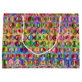 ヒッピーカラフル平和 ラージペーパーバッグ (正面)