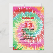 ヒッピーカラフル絞り染めおもしろい誕生日パーティインビタット 招待状 (正面)