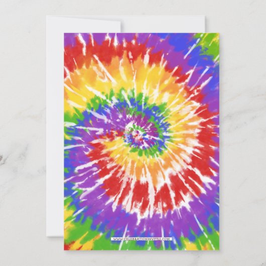 ヒッピーカラフル絞り染めおもしろい誕生日パーティー 招待状 (裏面)