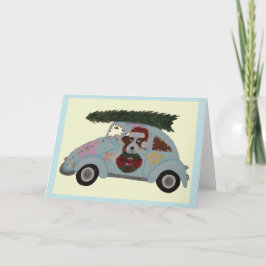 ヒッピーカーライクリスマスのセントバーナード カード