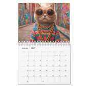 ヒッピーキャットカレンダー、猫 カレンダー (1月 2027)