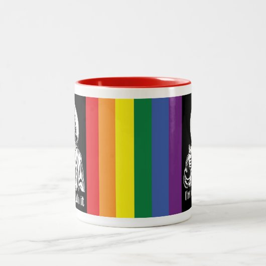 ヒッピークールゲイプライドイエズスが親指を上げる ツートーンマグカップ (中央)