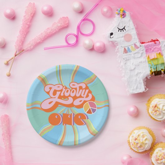 ヒッピーグルービーワン紙プレート ペーパープレート (パーティー)