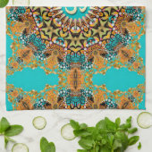 ヒッピーゴアサイケデリックろうけつ染めOM布バナー キッチンタオル (折り畳み)