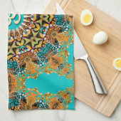 ヒッピーゴアサイケデリックろうけつ染めOM布バナー キッチンタオル (四つ折り)