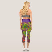 ヒッピーサイケデリックイエローオレンジとパープルレギン カプリレギンス (裏面)