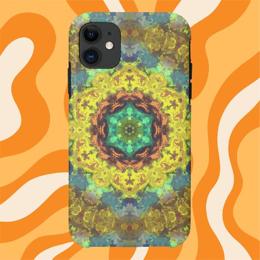 ヒッピーサイケデリックイエローブルーとグリーン Case-Mate iPhoneケース