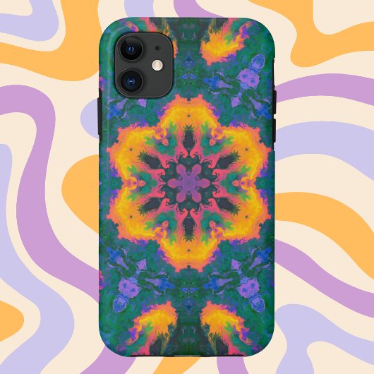 ヒッピーサイケデリックオレンジと紫 Case-Mate iPhoneケース