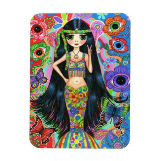 ヒッピーサイケデリックガールマーメイドピースサインGroovy マグネット