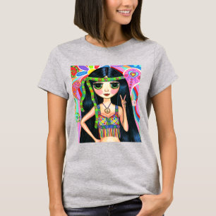 ヒッピーサイケデリックチックピースサインヘッドバンド1960s tシャツ