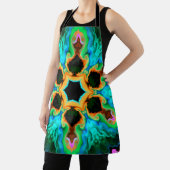 ヒッピーサイケデリックティール(緑がかった色)オレンジアンドブラック エプロン (インサイチュ)