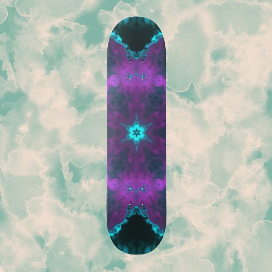 ヒッピーサイケデリックパープルとティール(緑がかった色) スケートボード