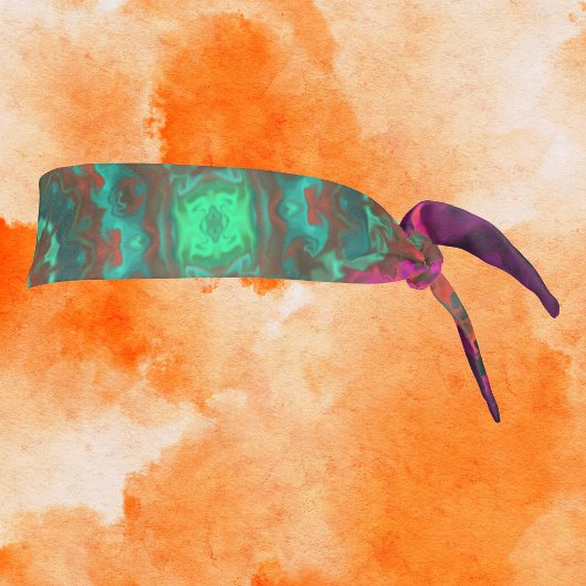 ヒッピーサイケデリックパープルピンクとティール（緑がかった色） タイヘッドバンド