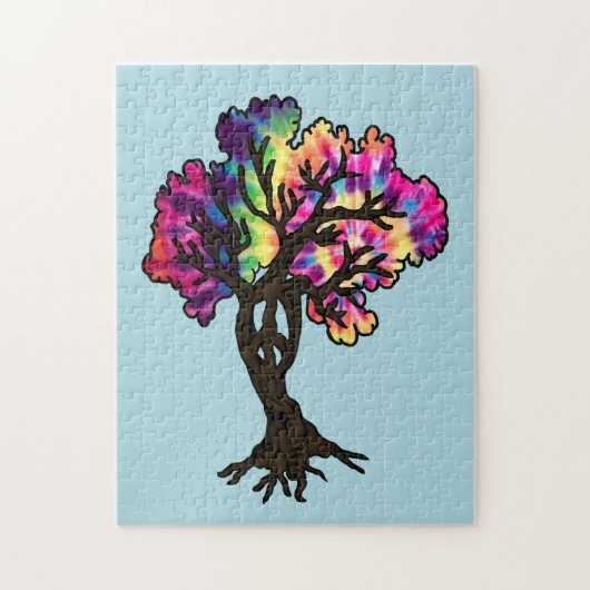 ヒッピーサイケデリックピースツリー ジグソーパズル (縦)