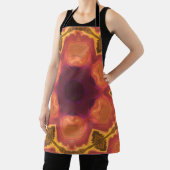 ヒッピーサイケデリックフラワーオレンジパープルとイエロー エプロン (インサイチュ)