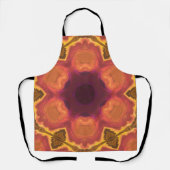 ヒッピーサイケデリックフラワーオレンジパープルとイエロー エプロン (正面)