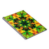 ヒッピーサイケデリックフラワーグリーンと黄色 ノートブック (右側)