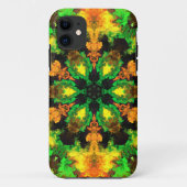 ヒッピーサイケデリックフラワーグリーンと黄色 Case-Mate iPhoneケース (裏面)
