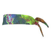 ヒッピーサイケデリックフラワーグリーン赤とオレンジ タイヘッドバンド (回転90)