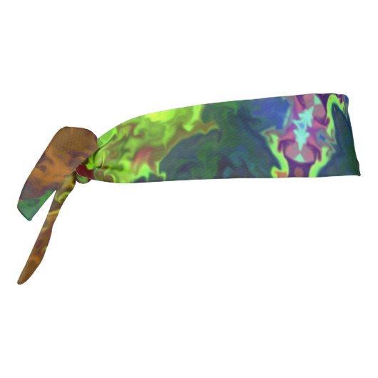 ヒッピーサイケデリックフラワーグリーン赤とオレンジ タイヘッドバンド (回転270)