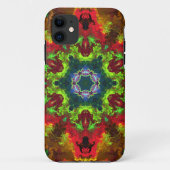 ヒッピーサイケデリックフラワーグリーン赤とオレンジ Case-Mate iPhoneケース (裏面)