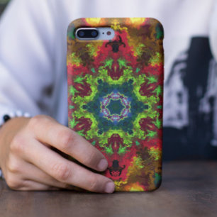 ヒッピーサイケデリックフラワーグリーン赤とオレンジ iPhone 11 ケース