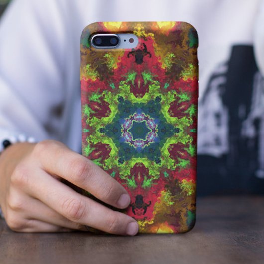 ヒッピーサイケデリックフラワーグリーン赤とオレンジ Case-Mate iPhoneケース