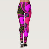 ヒッピーサイケデリックフラワーピンクと紫 レギンス (裏面)