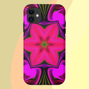 ヒッピーサイケデリックフラワーピンクと紫 iPhone 11 ケース