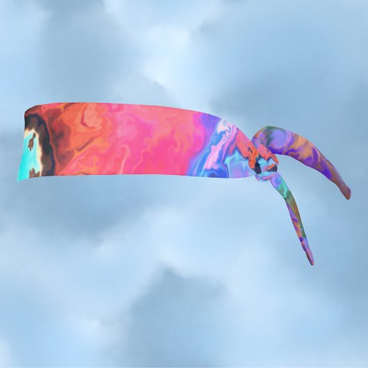 ヒッピーサイケデリックフラワーピンクブルーとオレンジ タイヘッドバンド