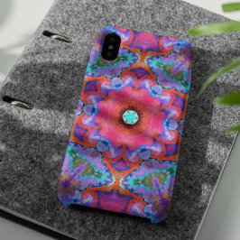 ヒッピーサイケデリックフラワーピンクブルーとオレンジ iPhone 11 ケース