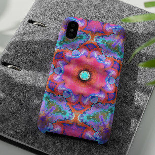 ヒッピーサイケデリックフラワーピンクブルーとオレンジ iPhone 11 ケース