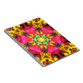 ヒッピーサイケデリックフラワーピンク黄色と緑 ノートブック (右側)