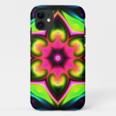 ヒッピーサイケデリックフラワーピンク黄色と緑 Case-Mate iPhoneケース (裏面)