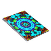 ヒッピーサイケデリックフラワーブルーオレンジとグリーン ノートブック (右側)