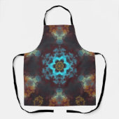 ヒッピーサイケデリックフラワーブルー赤と黄色 エプロン (正面)