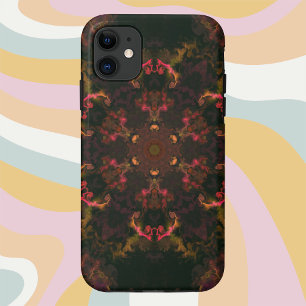 ヒッピーサイケデリックブラックレッドとオレンジ iPhone 11 ケース