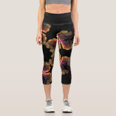 ヒッピーサイケデリックブラック金ゴールドとパープルレギンス カプリレギンス (正面)