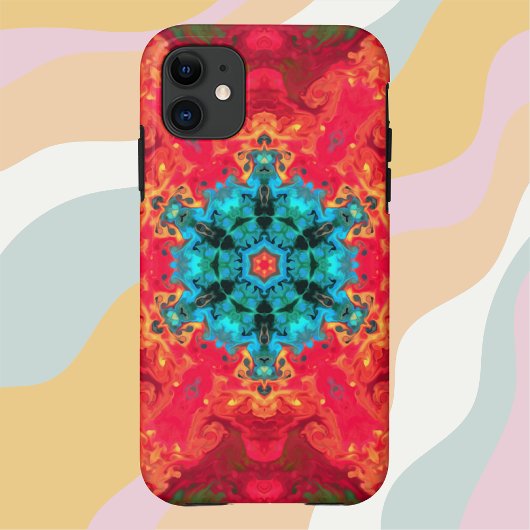 ヒッピーサイケデリックブルーとレッド Case-Mate iPhoneケース