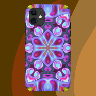 ヒッピーサイケデリックブルーピンクとイエロー iPhone 11 ケース