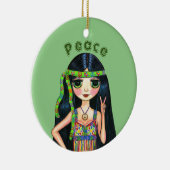 ヒッピーサイケデリック雛ピースサイン1960年代 セラミックオーナメント (右)