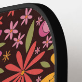 ヒッピーサイケデリック70sグルービーフラワーズアイカスタム ピックルボールラケット (左詳細)