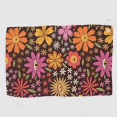 ヒッピーサイケデリック70s溝深い花目パターン ゴルフタオル (横)