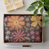 ヒッピーサイケデリック70s溝深い花目パターン 薄葉紙 (ギフト)