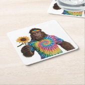 ヒッピーサスカッチインひまわり付き スクエアペーパーコースター (アングル)