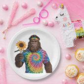 ヒッピーサスカッチインひまわり付き ペーパープレート (パーティー)