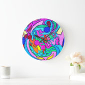 ヒッピースタイルのグルーブ色のラブクロック ラージ壁時計 (ホーム)