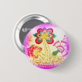 ヒッピースタイルのヤシの木のボタン 缶バッジ (正面&裏面)