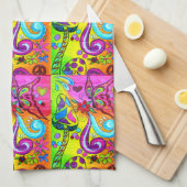 ヒッピースタイルの蝶タオル キッチンタオル (四つ折り)
